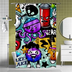 Cartoon Graffiti, Art, Black, Colorful Shower Curtain 48  X 72  (small)  by nateshop