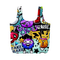 Cartoon Graffiti, Art, Black, Colorful Full Print Recycle Bag (m) by nateshop