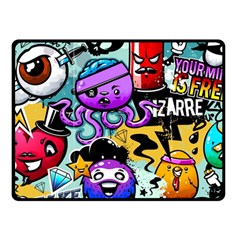 Cartoon Graffiti, Art, Black, Colorful Two Sides Fleece Blanket (small) by nateshop