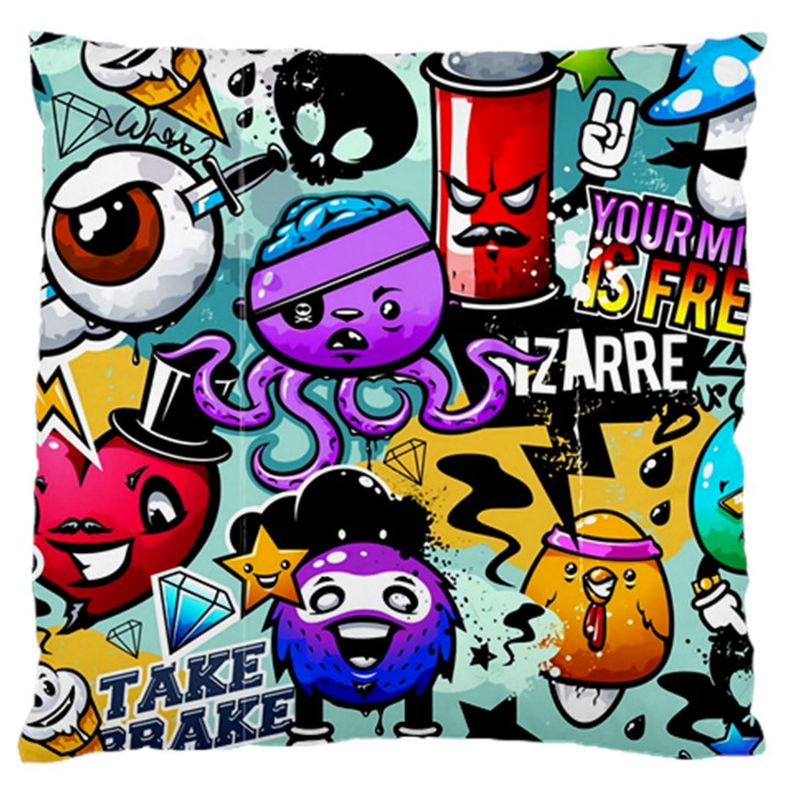 Cartoon Graffiti, Art, Black, Colorful Standard Premium Plush Fleece Cushion Case (One Side)