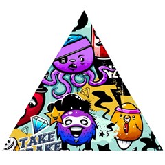 Cartoon Graffiti, Art, Black, Colorful Wooden Puzzle Triangle by nateshop