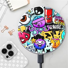 Cartoon Graffiti, Art, Black, Colorful Wireless Fast Charger(white) by nateshop