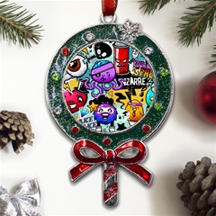 Cartoon Graffiti, Art, Black, Colorful Metal X mas Lollipop With Crystal Ornament by nateshop