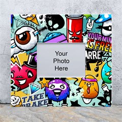 Cartoon Graffiti, Art, Black, Colorful White Wall Photo Frame 5  X 7  by nateshop