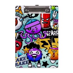 Cartoon Graffiti, Art, Black, Colorful A5 Acrylic Clipboard by nateshop