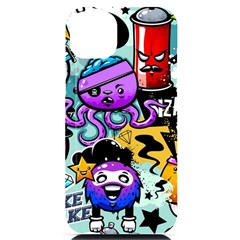 Cartoon Graffiti, Art, Black, Colorful Iphone 14 Plus Black Uv Print Case by nateshop