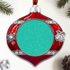 Background, Doodle, Pattern, Metal Snowflake And Bell Red Ornament by nateshop