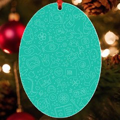 Background, Doodle, Pattern, Uv Print Acrylic Ornament Oval by nateshop