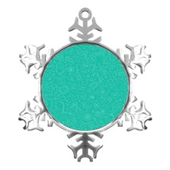 Background, Doodle, Pattern, Metal Small Snowflake Ornament by nateshop