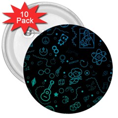 Cartoon, Halloween, Black, Dark 3  Buttons (10 Pack)  by nateshop