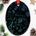 Cartoon, Halloween, Black, Dark Oval Ornament (Two Sides) Front