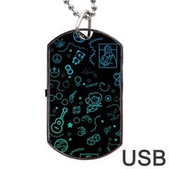 Cartoon, Halloween, Black, Dark Dog Tag Usb Flash (one Side)