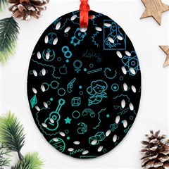 Cartoon, Halloween, Black, Dark Ornament (oval Filigree)