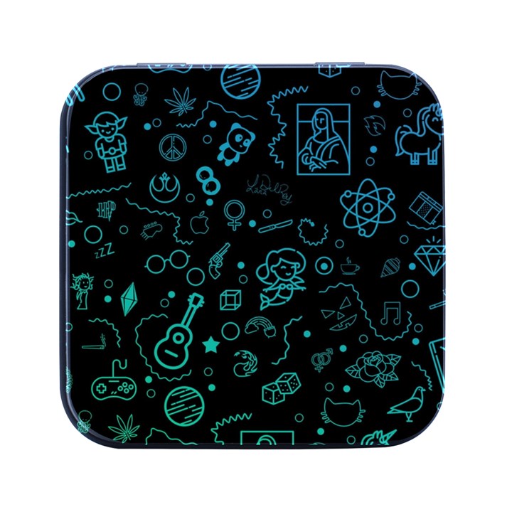 Cartoon, Halloween, Black, Dark Square Metal Box (Black)