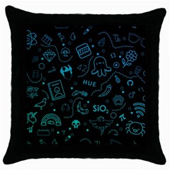 Cartoon, Skull, Dark, Dead Throw Pillow Case (black) by nateshop