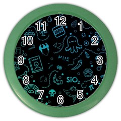 Cartoon, Skull, Dark, Dead Color Wall Clock by nateshop