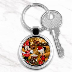 Cartoons, Disney, Merry Christmas, Minnie Key Chain (round) by nateshop