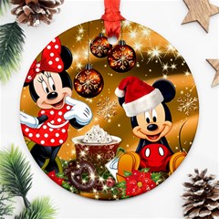 Cartoons, Disney, Merry Christmas, Minnie Round Ornament (two Sides) by nateshop