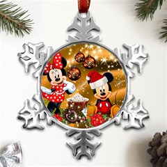 Cartoons, Disney, Merry Christmas, Minnie Metal Small Snowflake Ornament by nateshop