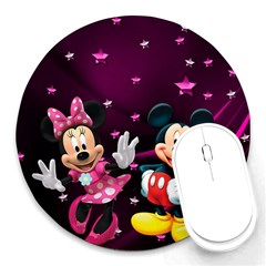 Cartoons, Disney, Mickey Mouse, Minnie Round Mousepad by nateshop