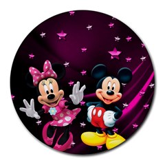 Cartoons, Disney, Mickey Mouse, Minnie Round Mousepad by nateshop