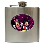 Cartoons, Disney, Mickey Mouse, Minnie Hip Flask (6 oz) Front