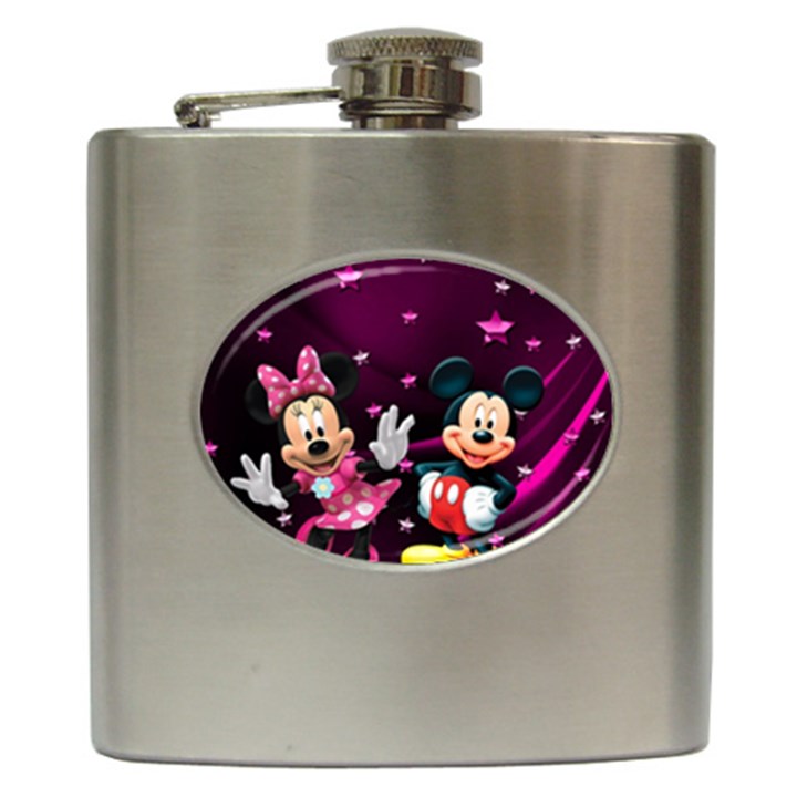 Cartoons, Disney, Mickey Mouse, Minnie Hip Flask (6 oz)