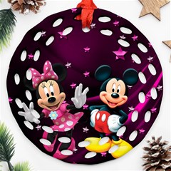 Cartoons, Disney, Mickey Mouse, Minnie Round Filigree Ornament (two Sides) by nateshop