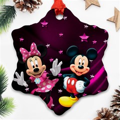 Cartoons, Disney, Mickey Mouse, Minnie Snowflake Ornament (two Sides) by nateshop