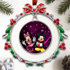 Cartoons, Disney, Mickey Mouse, Minnie Metal X mas Wreath Ribbon Ornament by nateshop