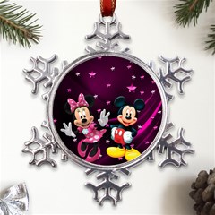 Cartoons, Disney, Mickey Mouse, Minnie Metal Large Snowflake Ornament by nateshop