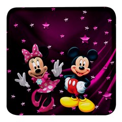 Cartoons, Disney, Mickey Mouse, Minnie Square Glass Fridge Magnet (4 Pack) by nateshop