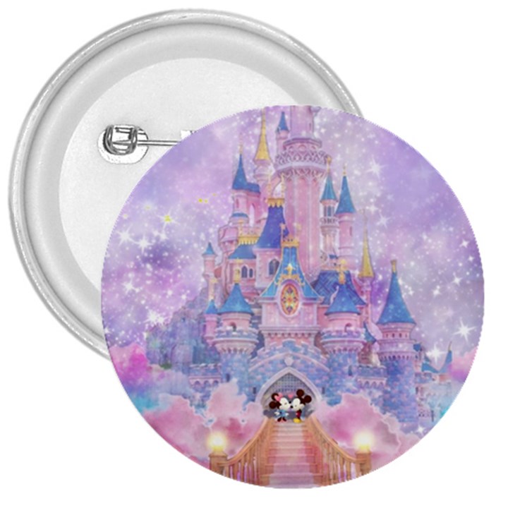 Disney Castle, Mickey And Minnie 3  Buttons