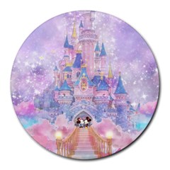 Disney Castle, Mickey And Minnie Round Mousepad by nateshop