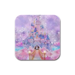 Disney Castle, Mickey And Minnie Rubber Square Coaster (4 Pack) by nateshop