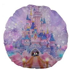 Disney Castle, Mickey And Minnie Large 18  Premium Round Cushions by nateshop