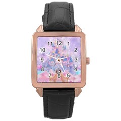 Disney Castle, Mickey And Minnie Rose Gold Leather Watch  by nateshop