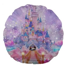 Disney Castle, Mickey And Minnie Large 18  Premium Flano Round Cushions by nateshop