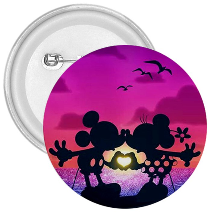 Mickey And Minnie, Mouse, Disney, Cartoon, Love 3  Buttons