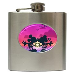 Mickey And Minnie, Mouse, Disney, Cartoon, Love Hip Flask (6 Oz) by nateshop