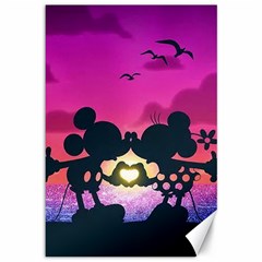 Mickey And Minnie, Mouse, Disney, Cartoon, Love Canvas 12  X 18  by nateshop