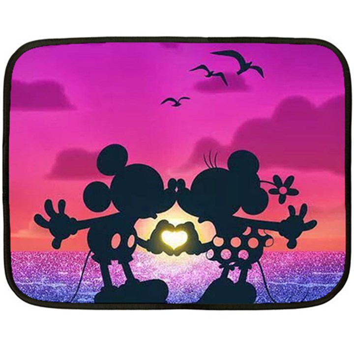 Mickey And Minnie, Mouse, Disney, Cartoon, Love Two Sides Fleece Blanket (Mini)