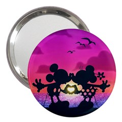 Mickey And Minnie, Mouse, Disney, Cartoon, Love 3  Handbag Mirrors by nateshop