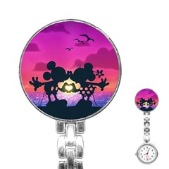 Mickey And Minnie, Mouse, Disney, Cartoon, Love Stainless Steel Nurses Watch by nateshop