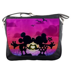 Mickey And Minnie, Mouse, Disney, Cartoon, Love Messenger Bag by nateshop