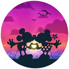 Mickey And Minnie, Mouse, Disney, Cartoon, Love Wooden Puzzle Round by nateshop