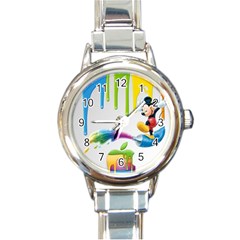 Mickey Mouse, Apple Iphone, Disney, Logo Round Italian Charm Watch by nateshop