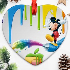 Mickey Mouse, Apple Iphone, Disney, Logo Heart Ornament (two Sides) by nateshop