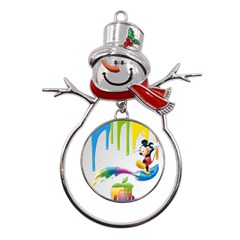 Mickey Mouse, Apple Iphone, Disney, Logo Metal Snowman Ornament by nateshop