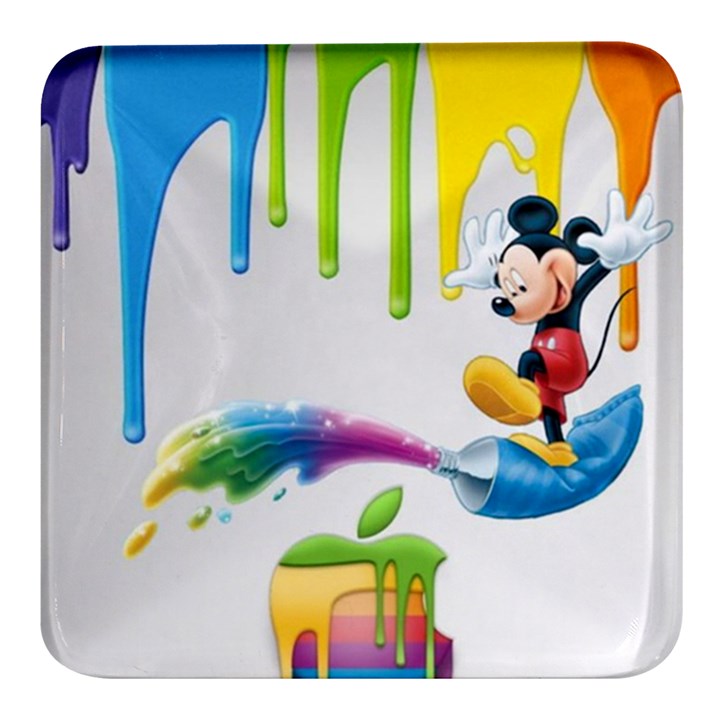 Mickey Mouse, Apple Iphone, Disney, Logo Square Glass Fridge Magnet (4 pack)